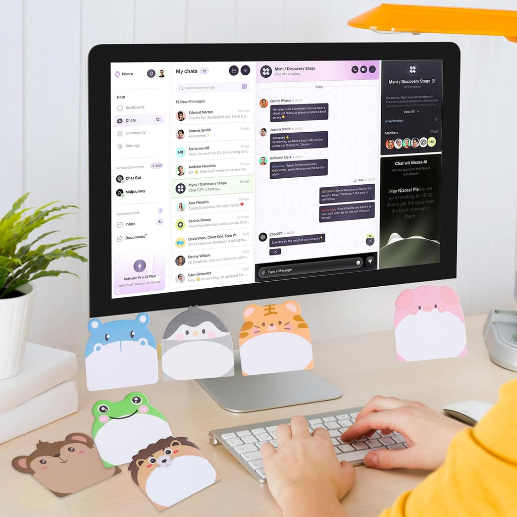 48 Pads 960 Sheets Cute Sticky Notes, Kawaii Fun Animal Sticky Notes Mini Cartoon Notes Pads Bulk Memo Self Adhesive for Home Office School Party Supplies
