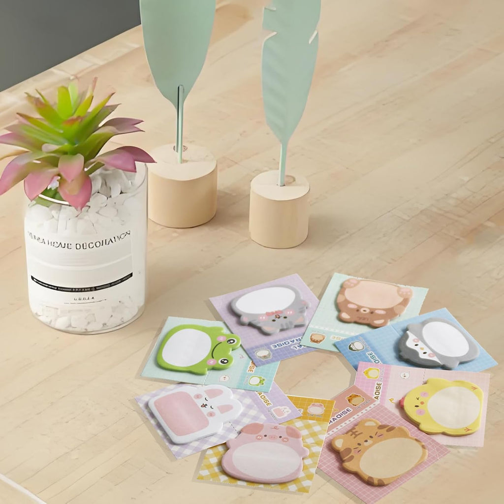 32 Pads Cute Sticky Notes, Animal Sticky Notes Self Adhesive Cartoon Notes Memo Pads Notes Page School Tab for School Office Supplies