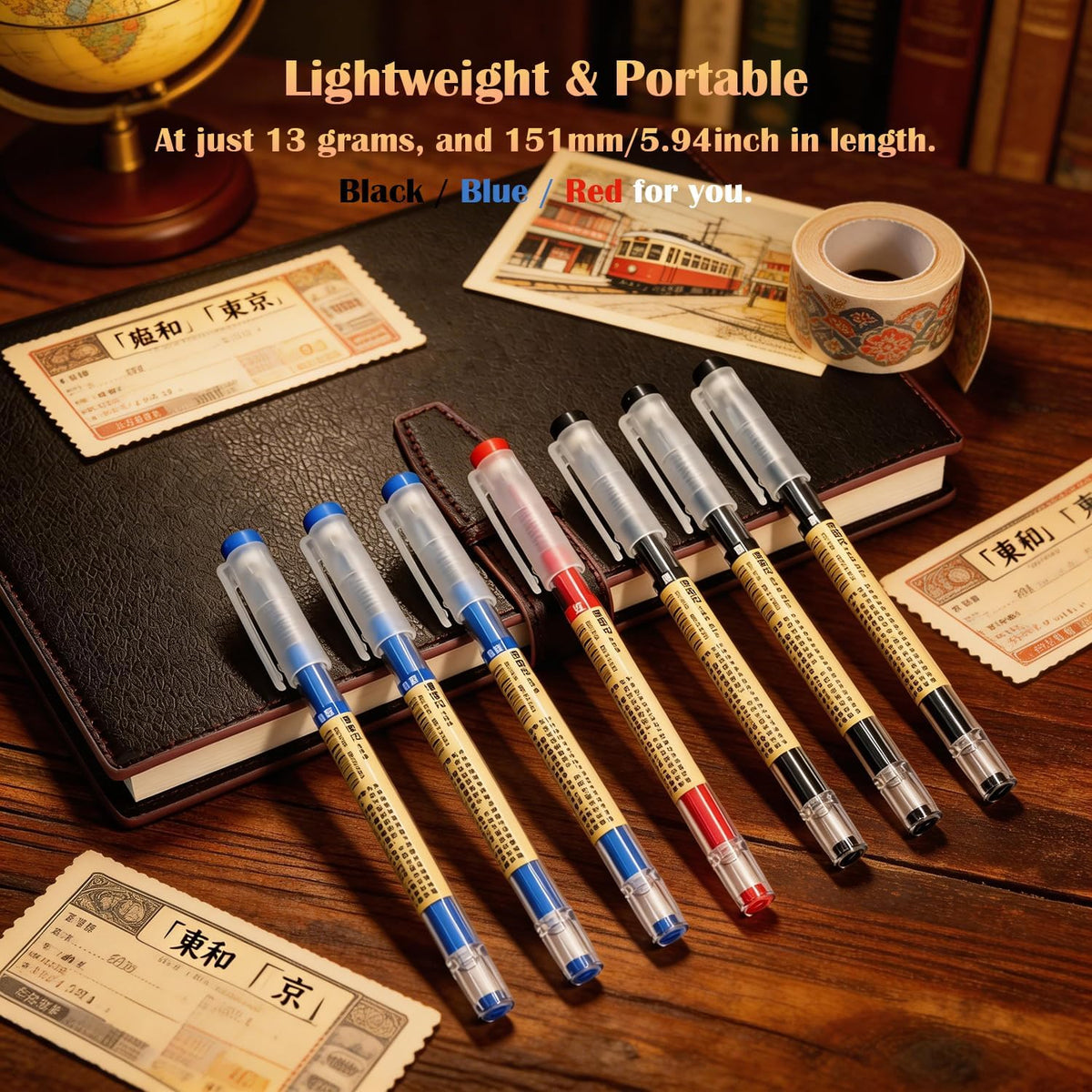 Japanese Gel Pens Stationery with Caps, 0.5Mm Fine Point (3 Black)
