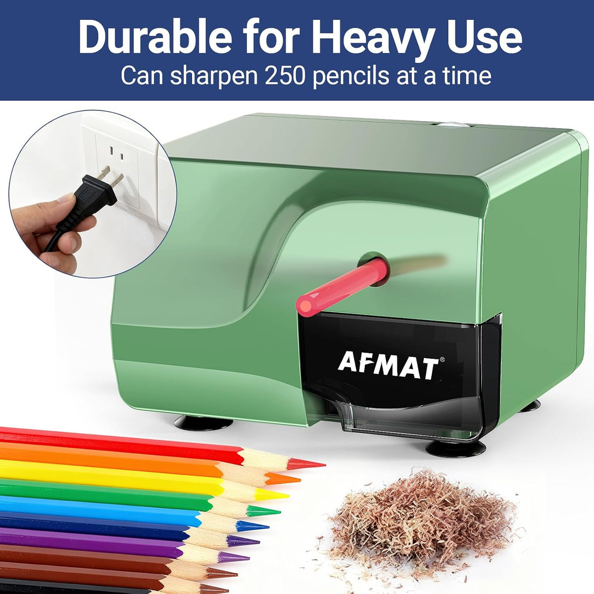 Electric Pencil Sharpener for 6-8Mm Pencils, Heavy Duty Pencil Sharpener, Fast Sharpen in 3-5S, 3 Sharpness Setting, 10,000+ Sharpenings for Classroom, School, Home, PS108