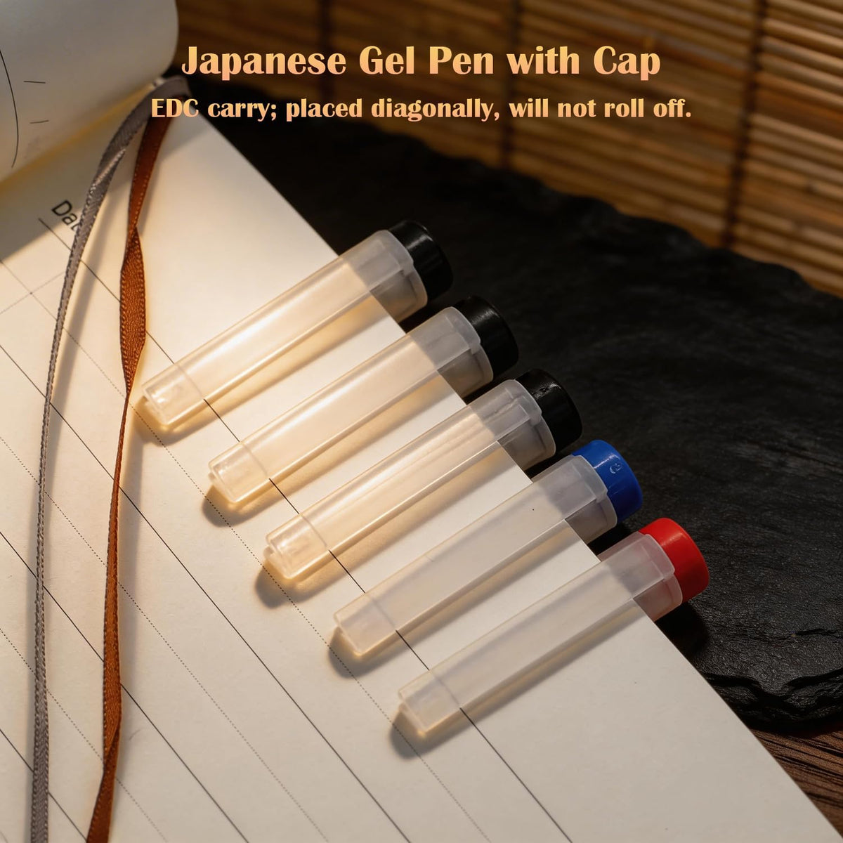 Japanese Gel Pens Stationery with Caps, 0.5Mm Fine Point (12 Black)