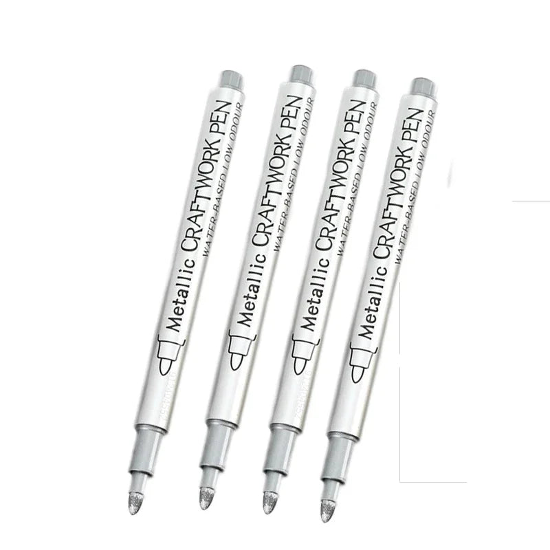 4/6Pcs Waterproof Permanent Metallic Brush Paint Marker Pens DIY Resin Mold Gold Silver Drawing Supplies Craft Markers Pen