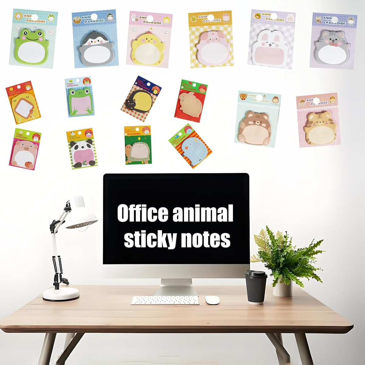 32 Pads Cute Sticky Notes, Animal Sticky Notes Self Adhesive Cartoon Notes Memo Pads Notes Page School Tab for School Office Supplies