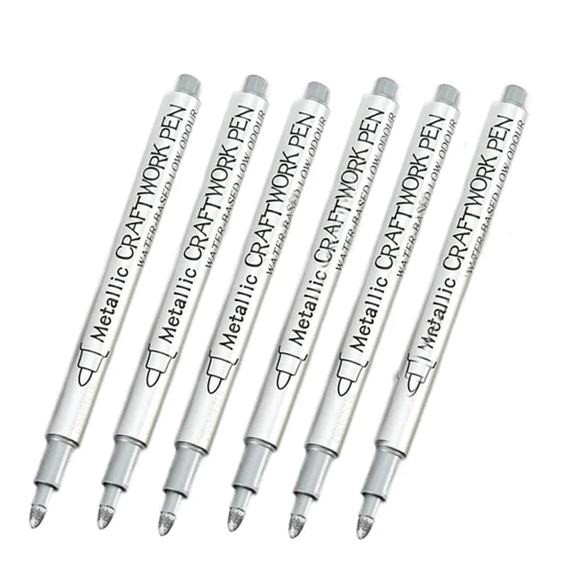 4/6Pcs Waterproof Permanent Metallic Brush Paint Marker Pens DIY Resin Mold Gold Silver Drawing Supplies Craft Markers Pen