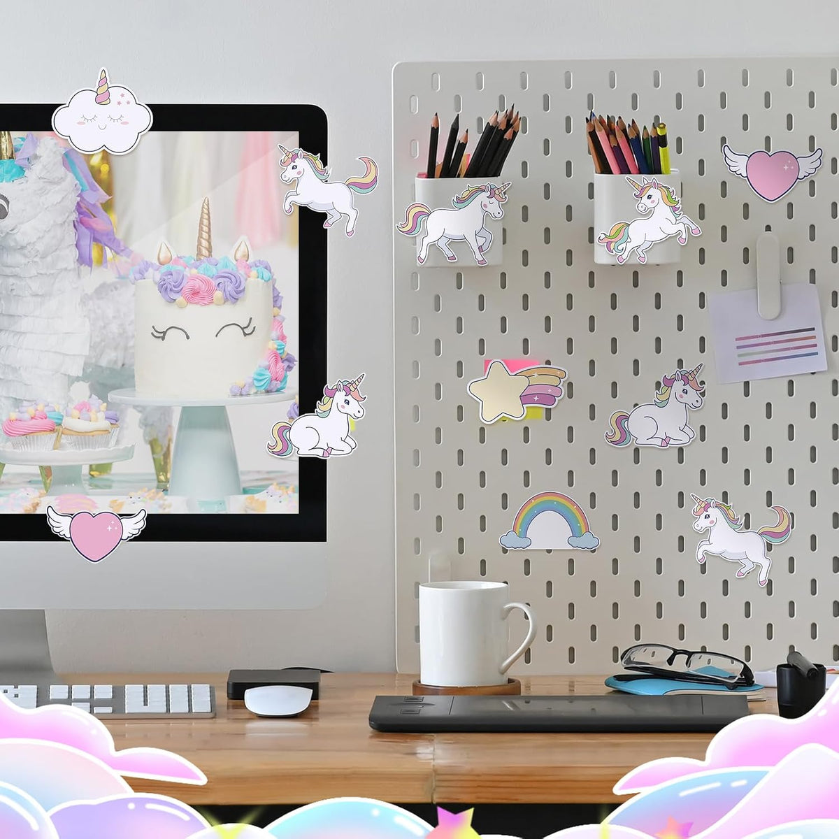 24-Piece Set of 720 Sheets Unicorn-Themed Sticky Notes and Rainbow Horse Memo Pads for Educational and Office Use, Ideal for Teachers and Students, Perfect Desk Accessories and Refrigerator Decor