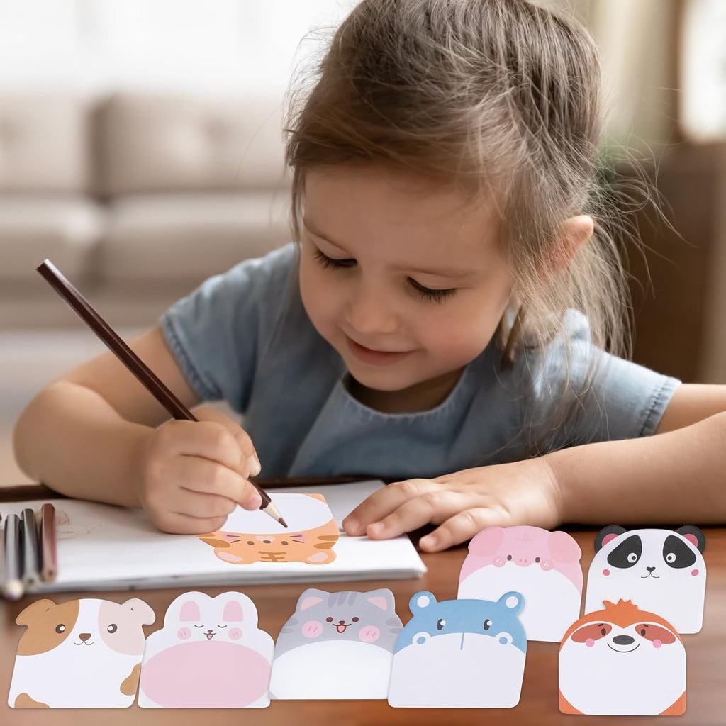 48 Pads 960 Sheets Cute Sticky Notes, Kawaii Fun Animal Sticky Notes Mini Cartoon Notes Pads Bulk Memo Self Adhesive for Home Office School Party Supplies