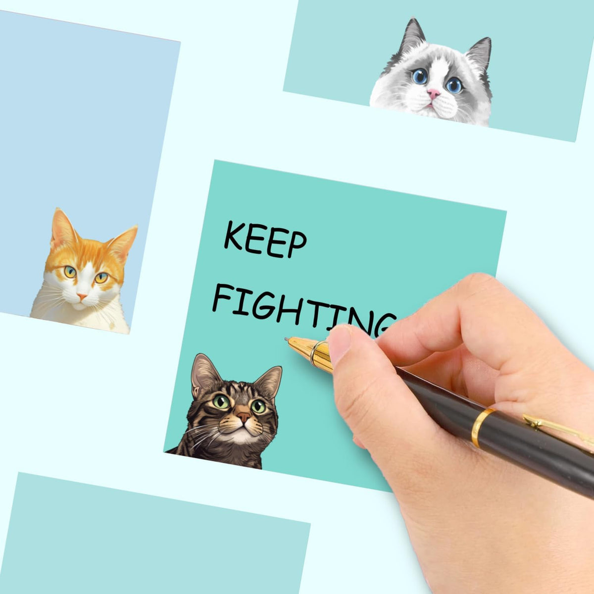 Cute Black Cat Sticky Notes Set - 9 Pads of 3" x 3" Self-Adhesive Notepads for Cat Lovers, Office Decor, and School Supplies