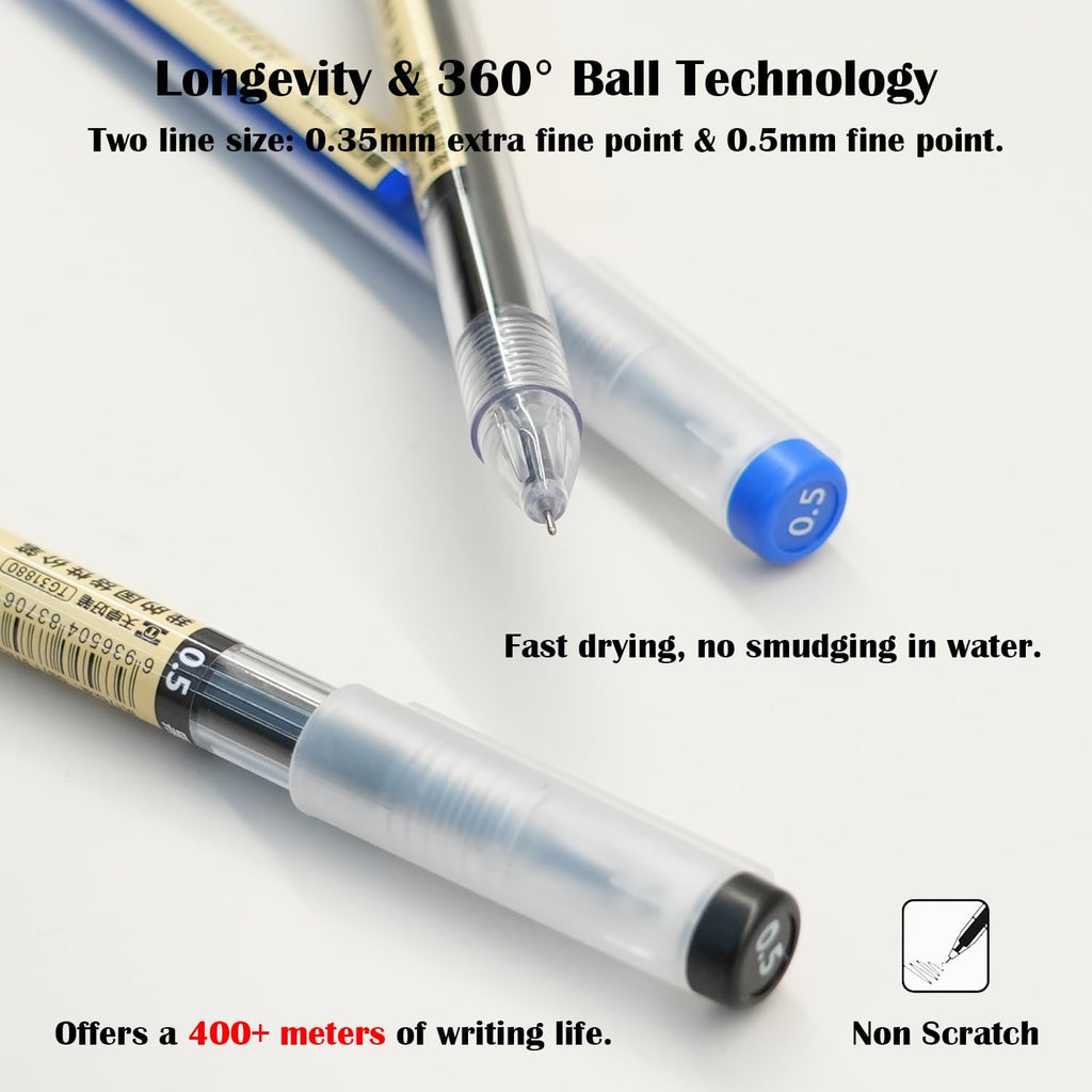 Japanese Gel Pens Stationery with Caps, 0.5Mm Fine Point (12 Black)