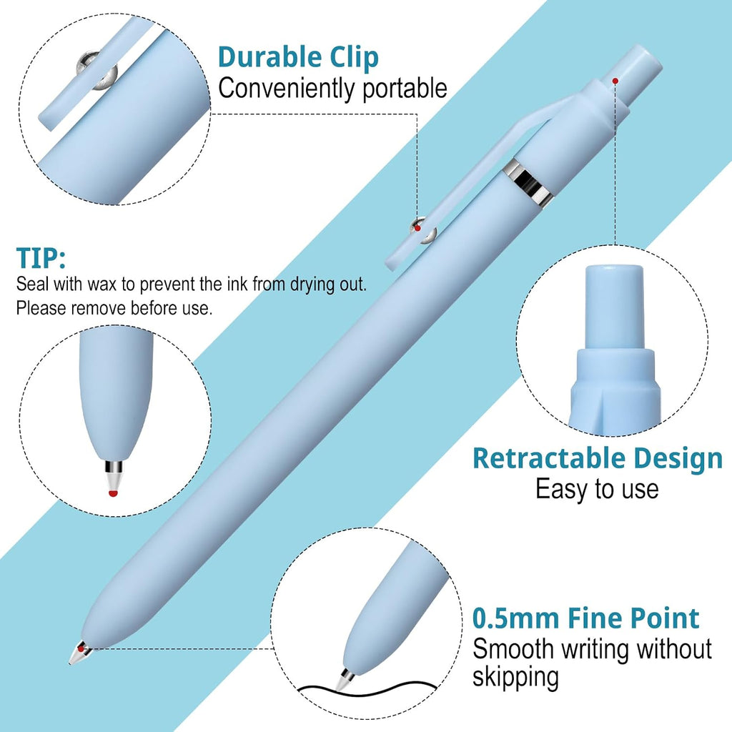 Gel Pens, 6 Pcs Smooth Writing Pens No Bleed & Smear, Black Ink Cute Pens Fine Point (0.5Mm), Retractable Aesthetic Pens School Office Supplies for Women & Men