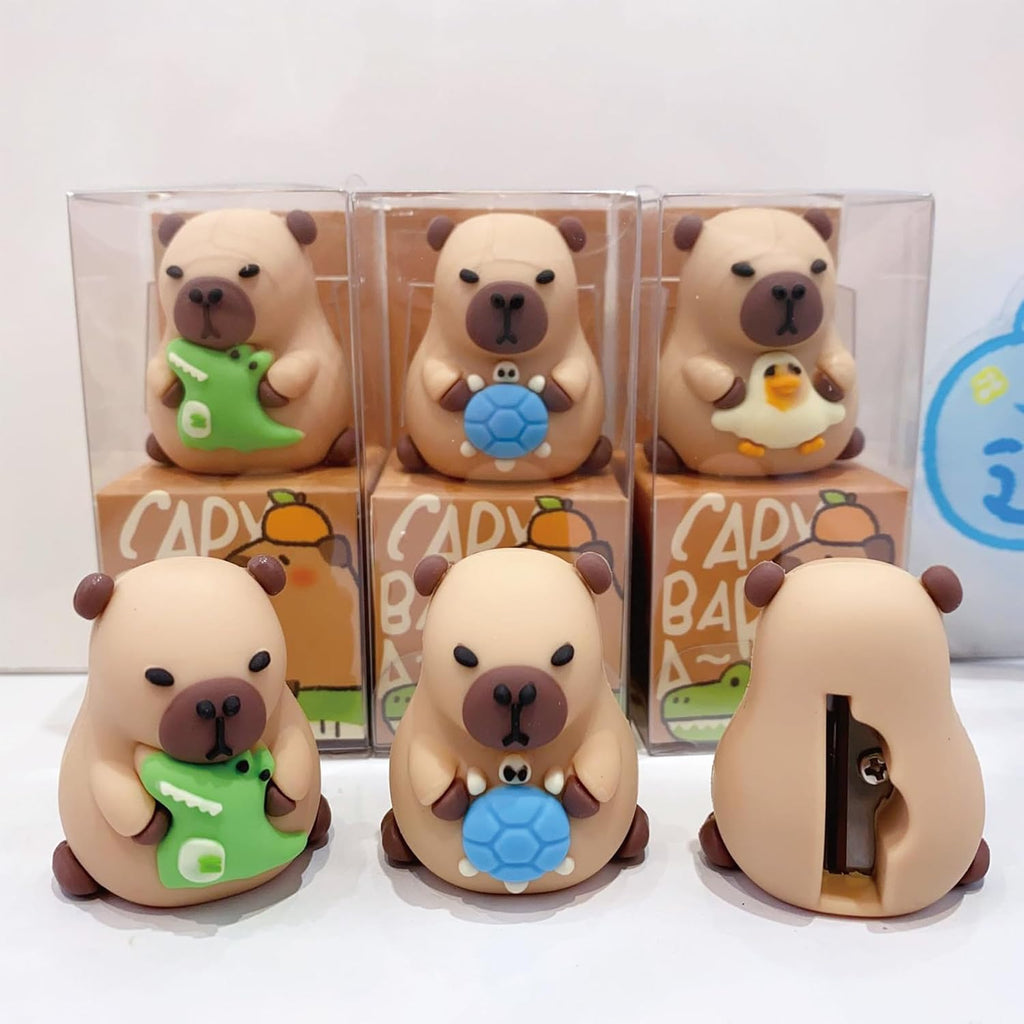 3 Pcs Cute Pencil Sharpener Cartoon Capybara Sharpener Small Manual Pencil Sharpener Kawaii PVC Sharpener Stationery School Office Supplies (Capybara)