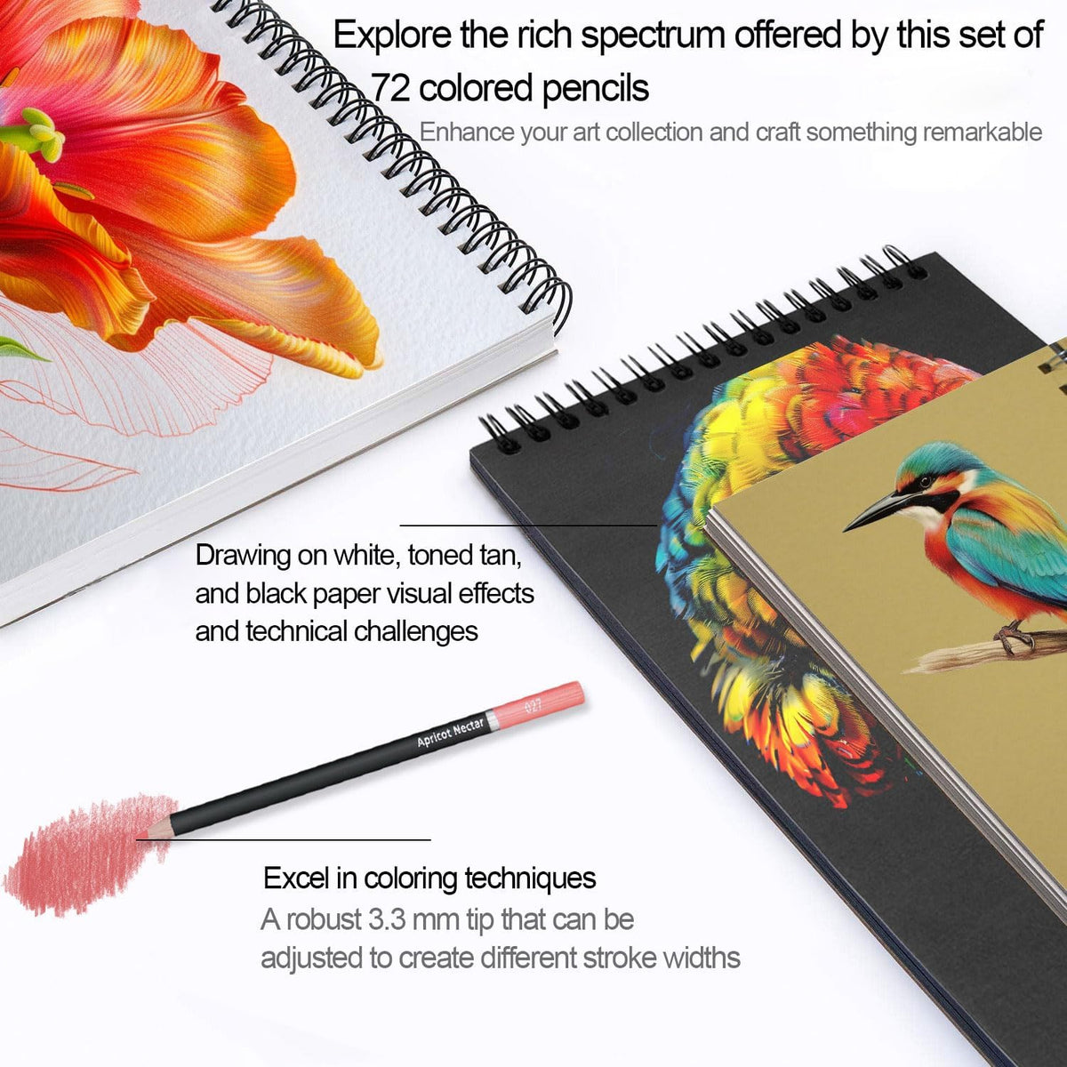 Colored Pencils for Adults, 72-Color Pencils for Adult Coloring Books | Soft Oil-Based Adult Coloring Pencils for Sketching, Drawing, Blending & Shading; Art Supplies for Artists, Beginners & Teens