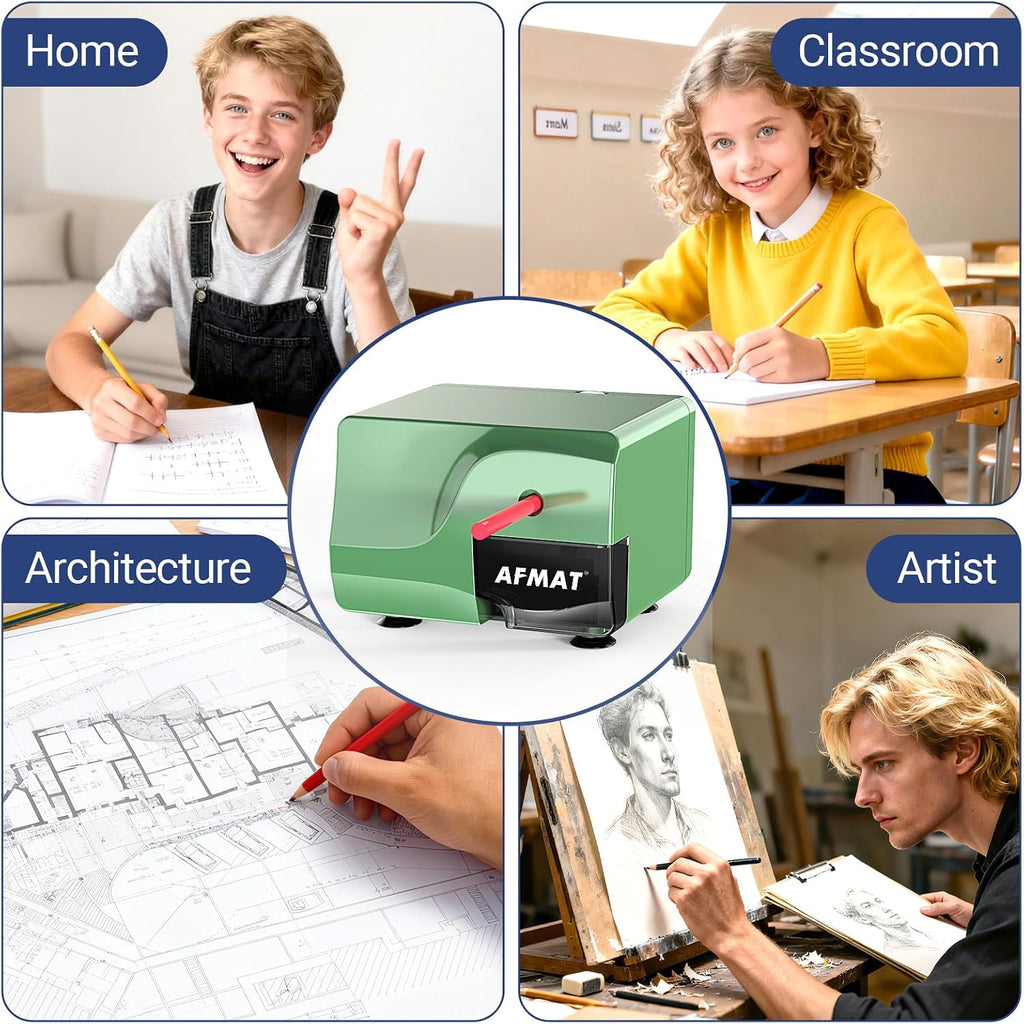 Electric Pencil Sharpener for 6-8Mm Pencils, Heavy Duty Pencil Sharpener, Fast Sharpen in 3-5S, 3 Sharpness Setting, 10,000+ Sharpenings for Classroom, School, Home, PS108