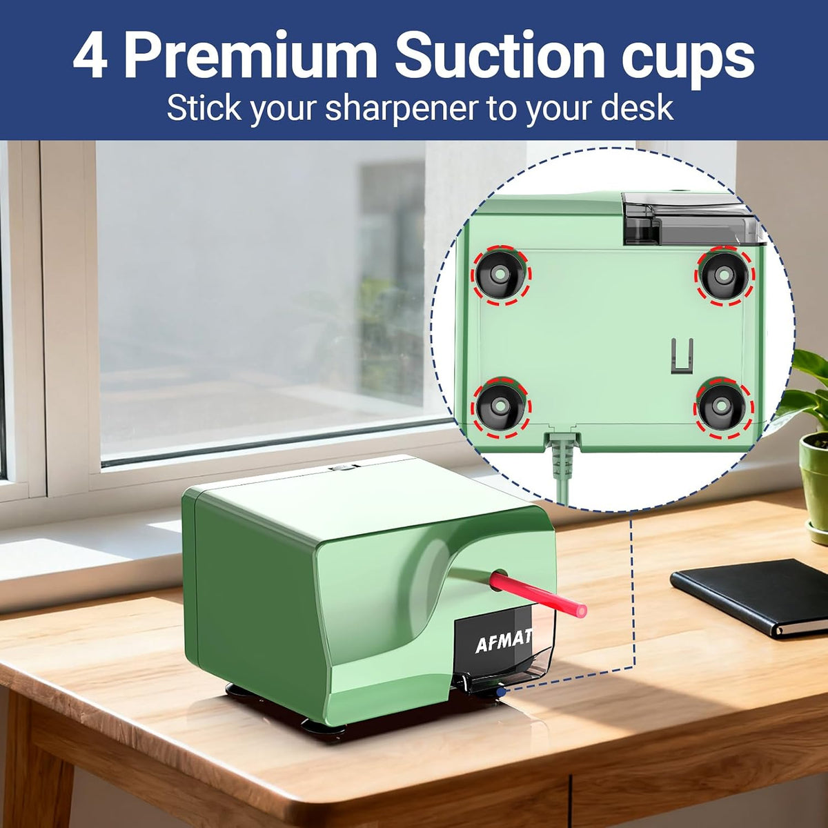 Electric Pencil Sharpener for 6-8Mm Pencils, Heavy Duty Pencil Sharpener, Fast Sharpen in 3-5S, 3 Sharpness Setting, 10,000+ Sharpenings for Classroom, School, Home, PS108