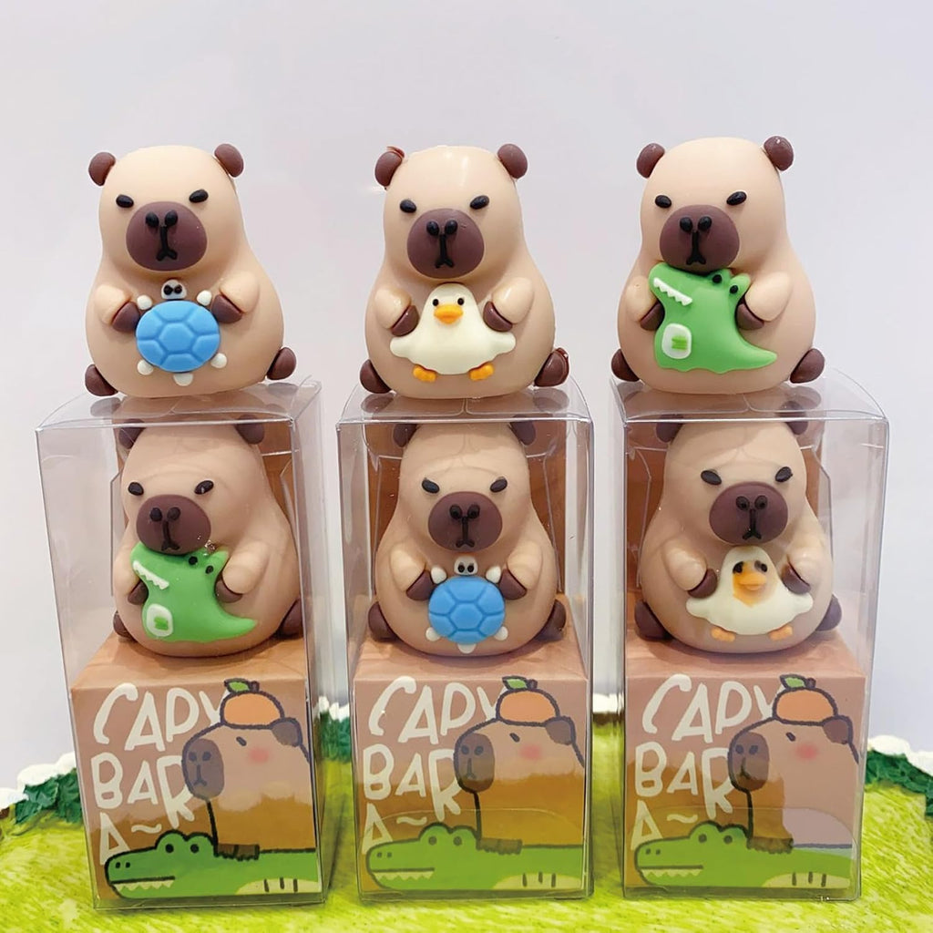 3 Pcs Cute Pencil Sharpener Cartoon Capybara Sharpener Small Manual Pencil Sharpener Kawaii PVC Sharpener Stationery School Office Supplies (Capybara)